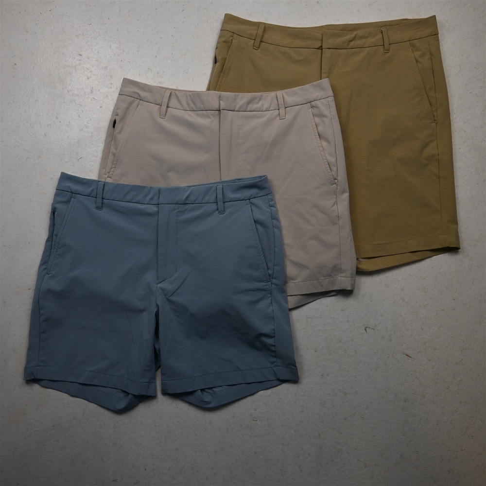 Lot 3 All In Motion 34x6" Khaki Light Blue Stone Stretch Golf Chino Mens Shorts